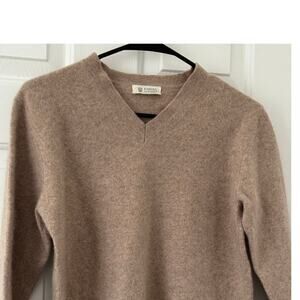 100% Cashmere Sweater Cropped Beige/Camel Luxury Knit